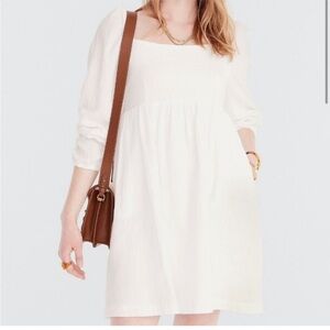 NWT J. Crew White Square Neck Smocked Dress 3X